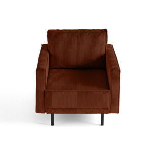 Charlie - fauteuil - pieds hauts - en velours côtelé - Terracotta