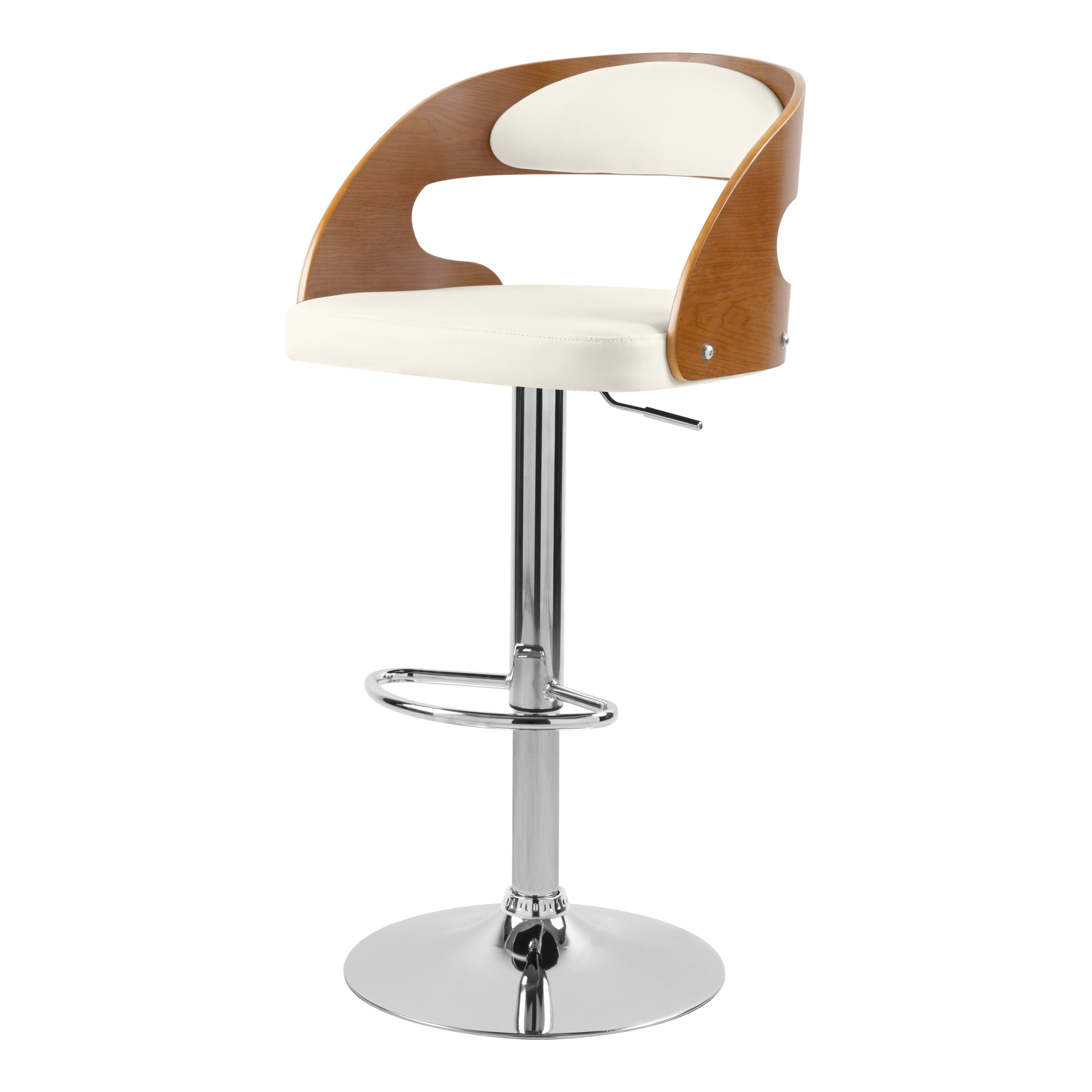 Chaise de bar réglable 62/84 cm en cuir synthétique blanc - Louis