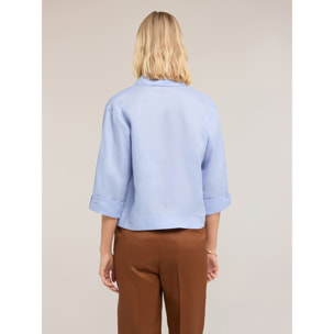 Motivi - Camicia boxy in lino - Azzurro