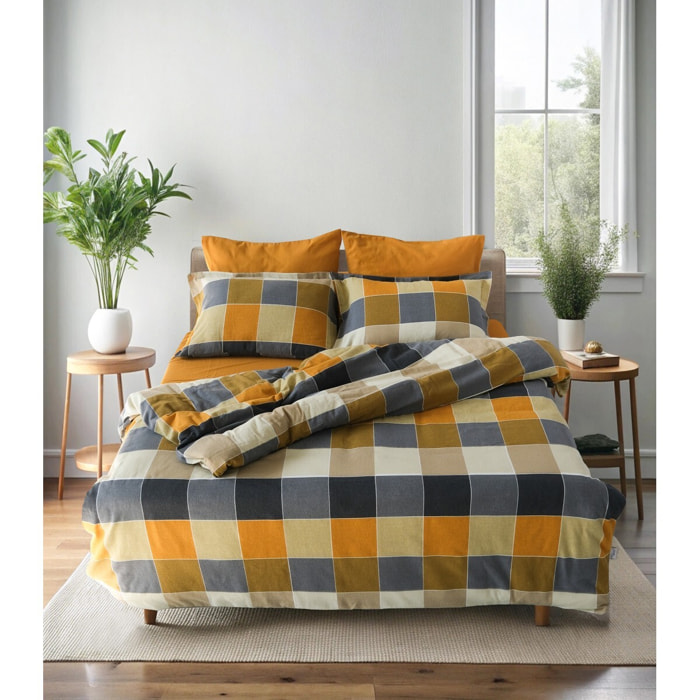 Parure de lit Flanelle de coton imprimé "Echo-Ambre"