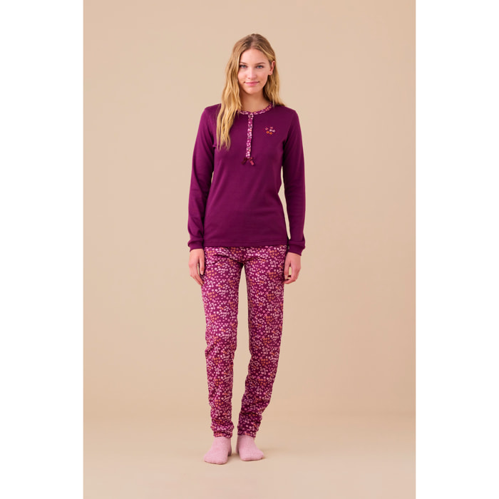 Pigiama donna caldo cotone articolo fiori. Noidinotte