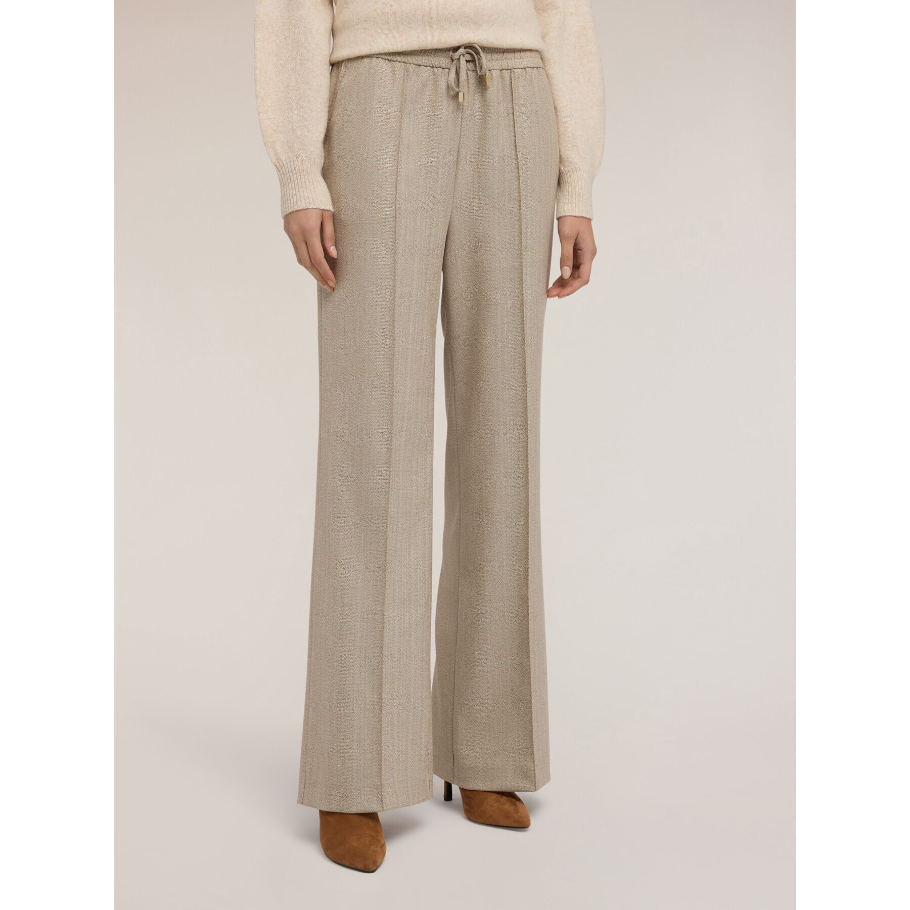 Motivi - Pantalones palazzo de franela - Beige