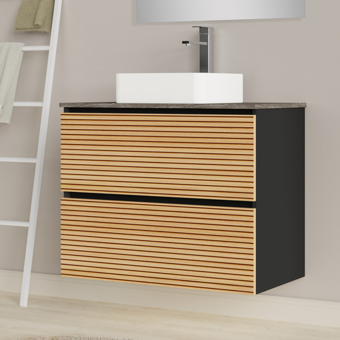 Ensemble de salle de bain BAMBU 2C, Alday, 80 cm, Solomon/Noir