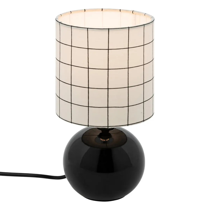 Lampe céramique Timéo motif noir H25cm