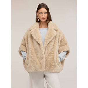 Motivi - Cappa effetto peluche con maxi collo - Beige