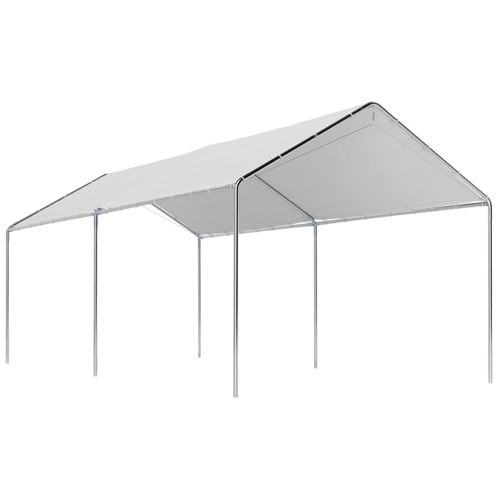 Carpa Garaje para Coche 3x6 m, Cochera Exterior Portátil con Marco de Acero Galvanizado, Impermeable, Anti-UV, Pabellón Gazebo de Jardín con Accesorios, para Eventos, Fiestas, Blanco