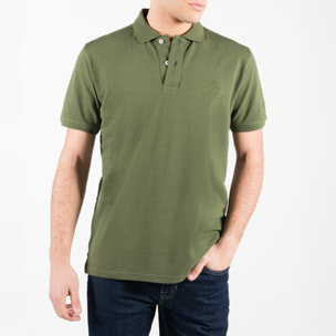 Polo in piquet con logo ricamato tono su tono lato cuore