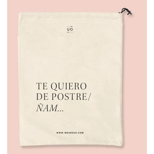Bolsa tela regalo "Te quiero de postre. Ñam"