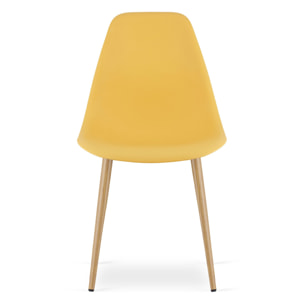 Sedia scandinava WAT color senape con gambe effetto legno