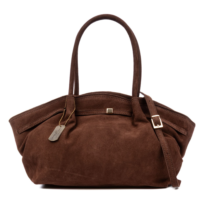 Bolso de hombro - 100% cuero - marrón oscuro