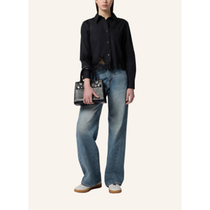 PHILIPP PLEIN Popeline Cropped Shirt Lace