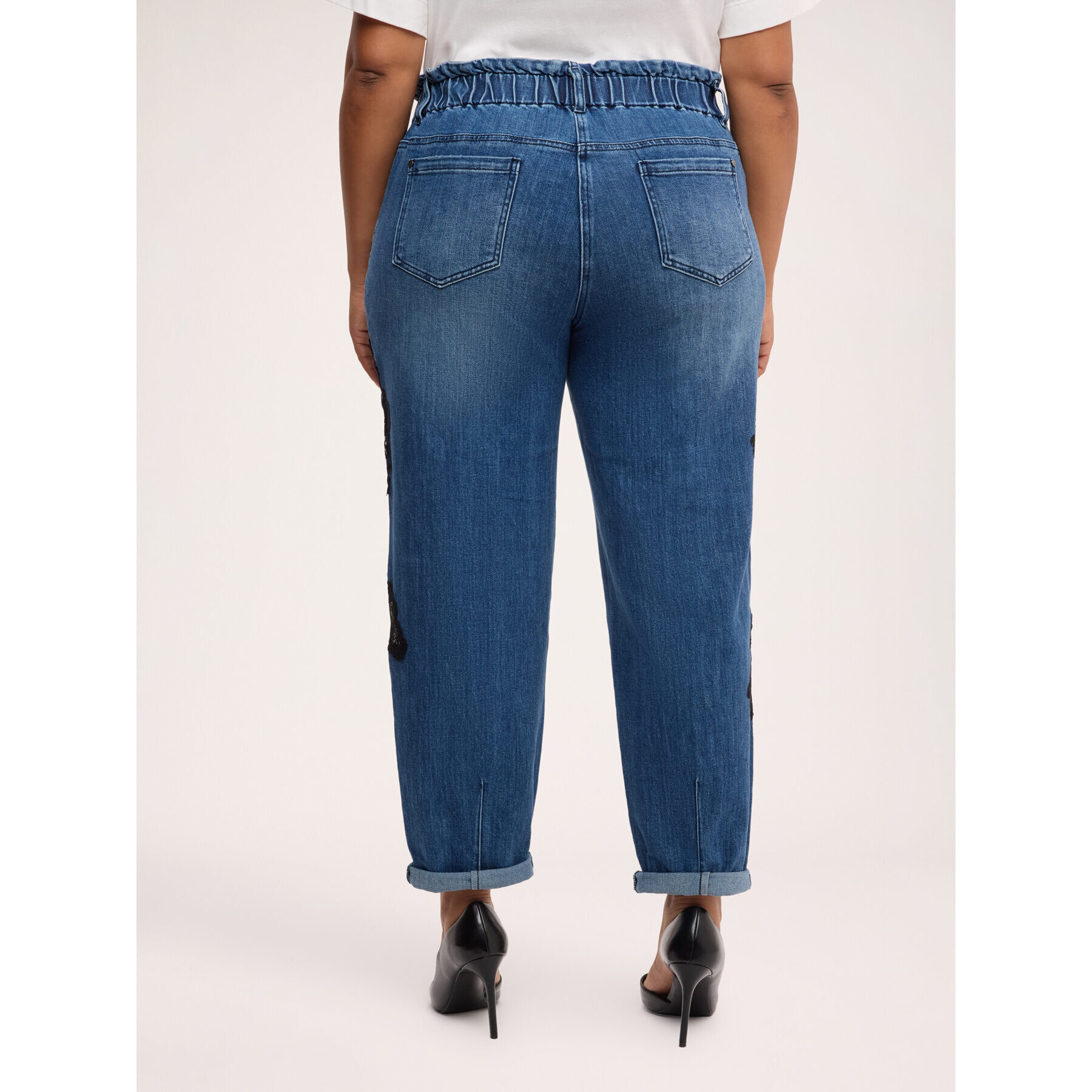 Fiorella Rubino - Jeans balloon con encaje y roturas - Azul