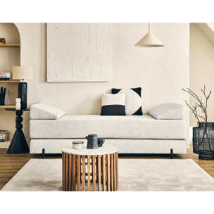 Brescia - banquette 3 places convertible en tissu velours relief - Ecru