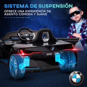 Coche Eléctrico para Niños 37-72 Meses Autorización BMW I4 Coche de Batería 12V con Control Remoto Música MP3 Pantalla Luces y Cinturón de Seguridad 115x67x45 cm Negro