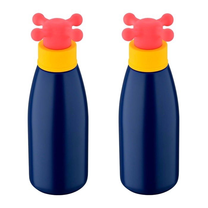 Set de 2 botellas de agua rainbow de 500ml en acero inoxidable color azul