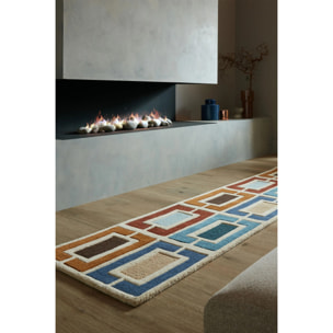 Tapis en laine de couloir BLOCKS RETRO Multicolore