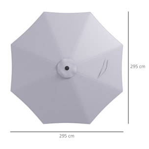 Toldo de Recambio de Sombrilla de 3 m Toldo de Repuesto para Sombrilla de Patio con Ventilación Superior Cubierta de Repuesto para Parasol de Poliéster para Exteriores Gris