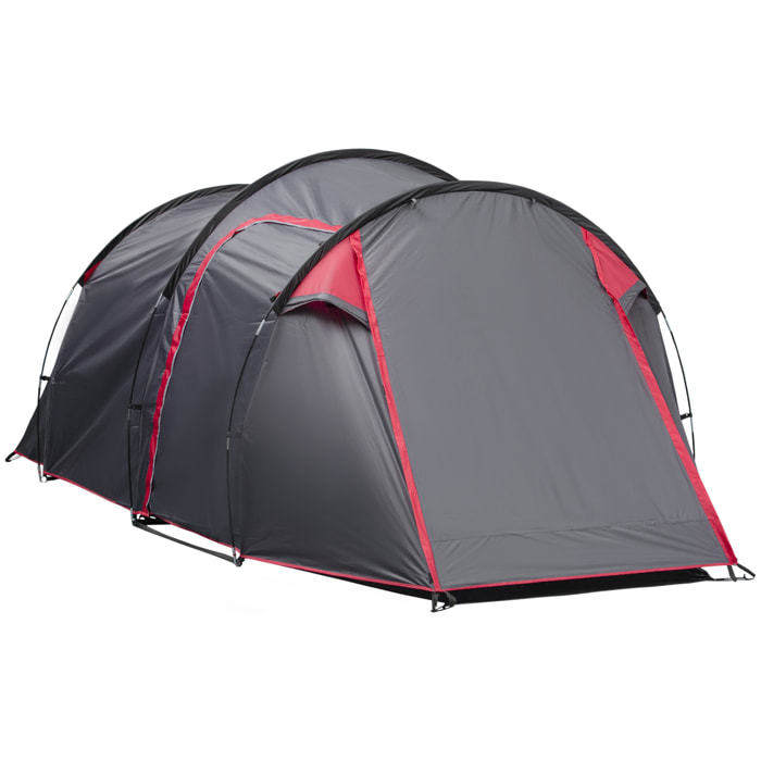 Tienda de Campaña Familiar 2-3 Personas Plegable Impermeable 2000+ mm a Prueba de UV 20+ con Vestíbulo y 4 Estaciones para Camping Senderismo Festivales 426x206x154 cm Gris Oscuro