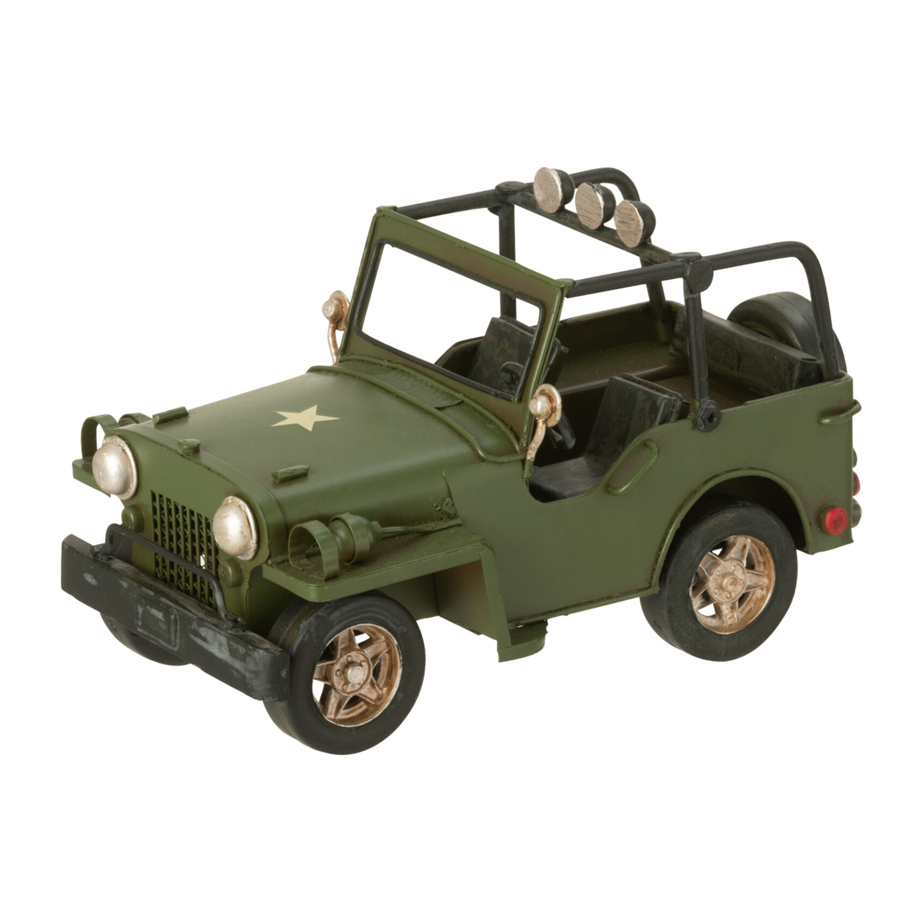 J-Line décoration 4x4 Antique - métal - kaki groen