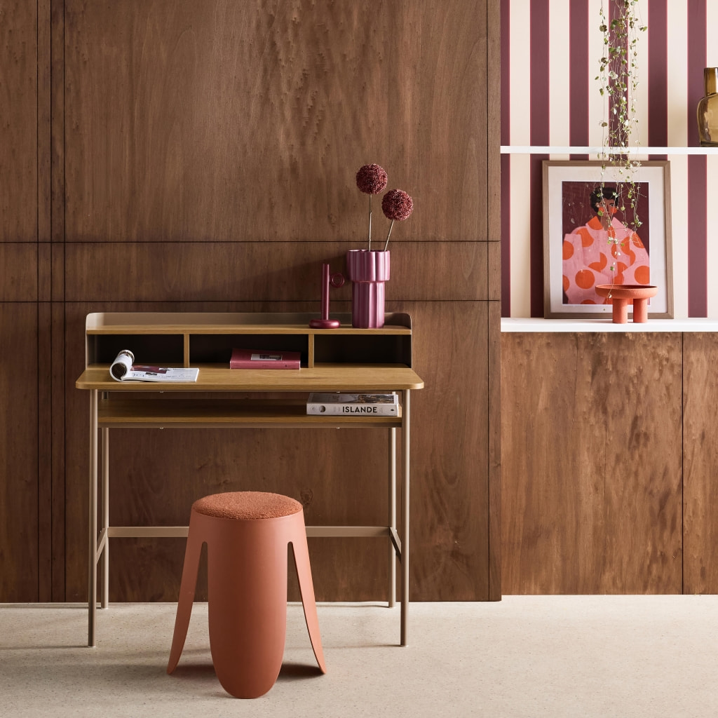 Bureau métal et décor bois 3 niches MOLTO