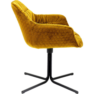 Chaise avec accoudoirs pivotante Colmar velours jaune Kare Design