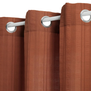 Voilage Noa motif rayures plissées140x240cm terracotta