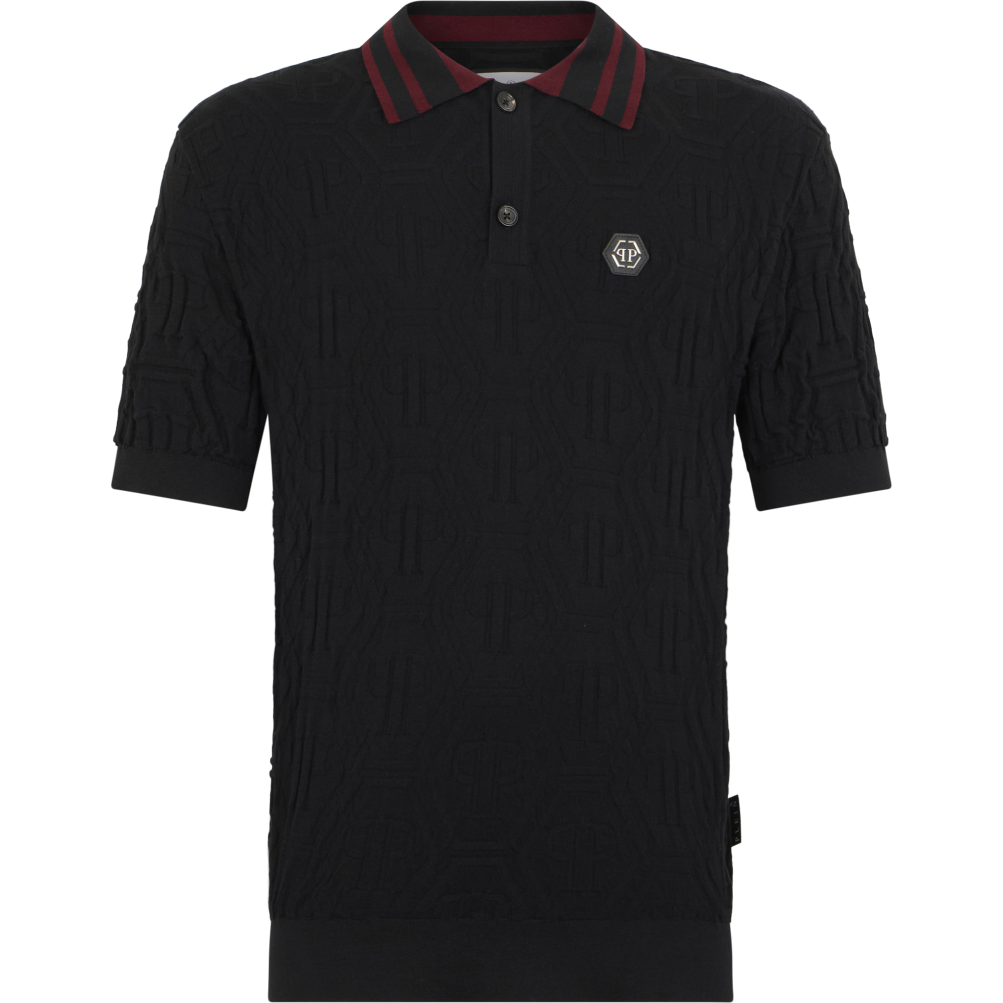 PHILIPP PLEIN Knitted Polo T-Shirt Jacquard Monogram