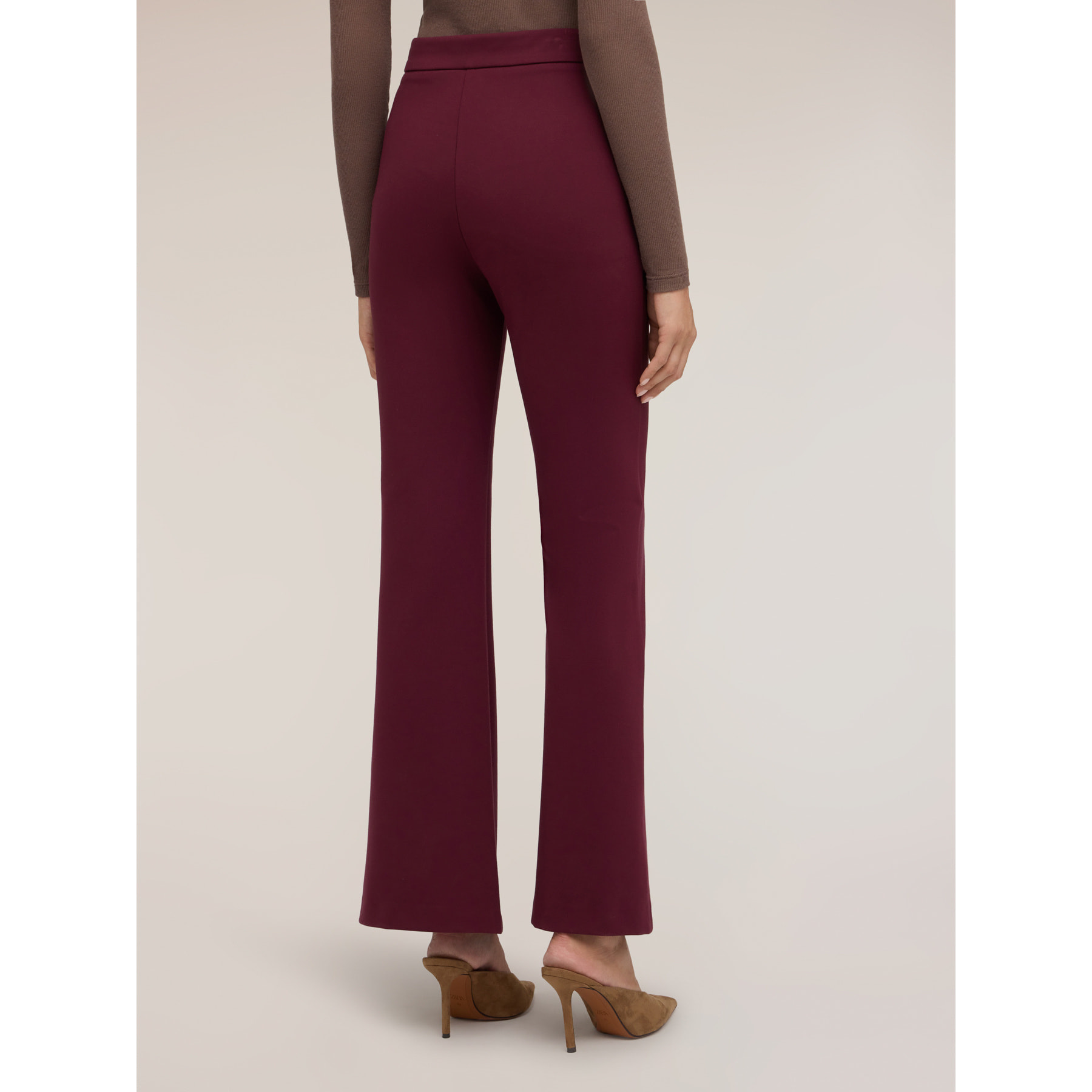 Motivi - Pantaloni flare in punto milano con cintura - Bordeaux