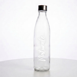 Set 6 bottiglie in vetro da 1 litro con tappo in acciaio inox, bottiglie per acqua naturale e frizzante, resistenti e riutilizzabili, design elegante per tavola e frigorifero, facili da pulire, ideali per casa ristorante e ufficio