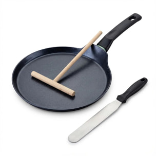 Set chandeleur crêpière 26 cm et 2 ustensiles Fackelmann Brandao