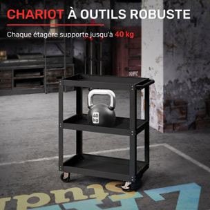Chariot à outils 3 niveaux - chariot d'atelier servante - max. 120 Kg - métal noir