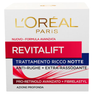 Crema Viso Notte Anti-Rughe Extra Rassodante Trattamento Ricco Revitalift con Pro-Retinolo e Fibrelastyl ad Azione Profonda - Barattolo da 50ml