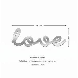 Sticker effet mirroir Love 30 x 10 cm