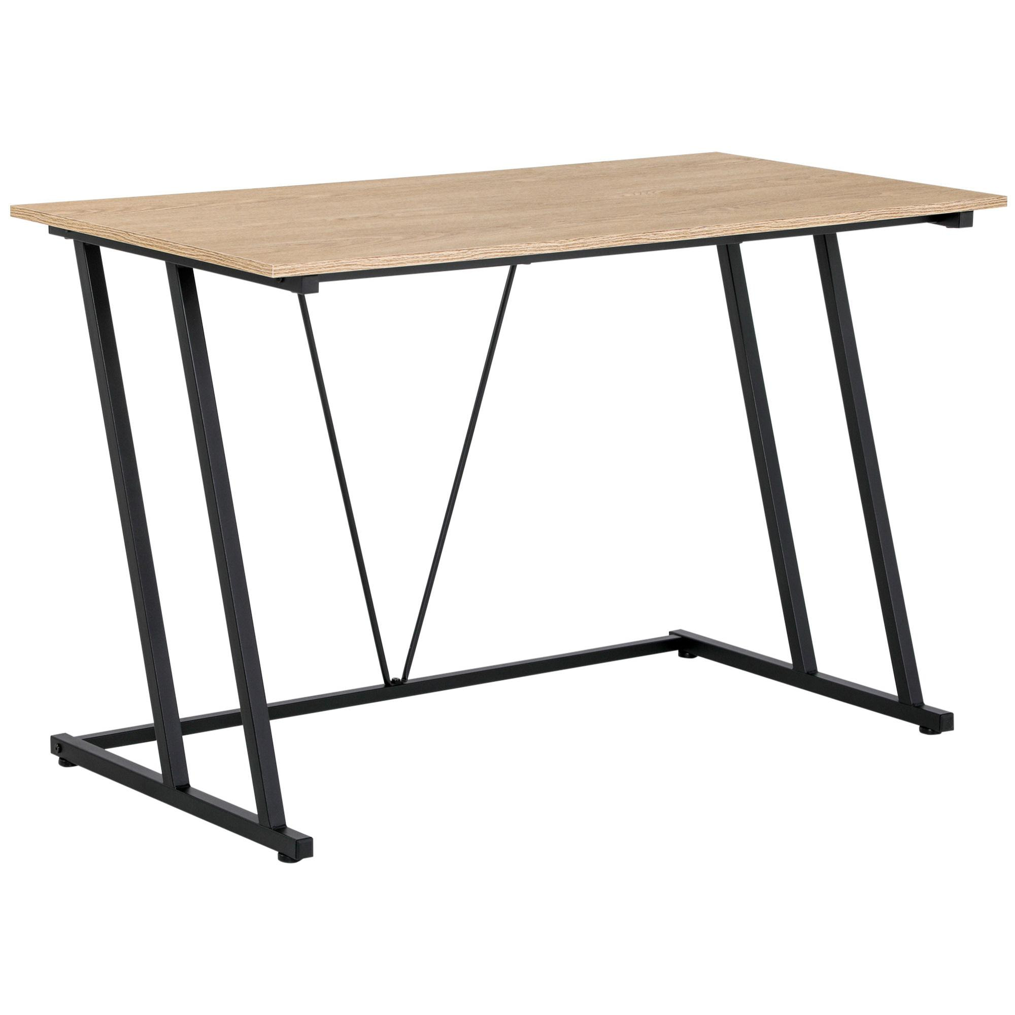 HOMCOM Escritorio Mesa de Ordenador 120x60x75 cm con Encimera de Madera y Patas de Metal Carga 30 kg Estilo Moderno para Oficina Estudio Dormitorio Natural y Negro