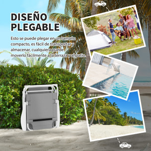 Tumbona Plegable Tumbona Jardín Exterior con Respaldo Ajustable Reposacabezas Extraíble y Estructura de Metal Carga 120 kg para Terraza Piscina Playa 160x66x98 cm Gris