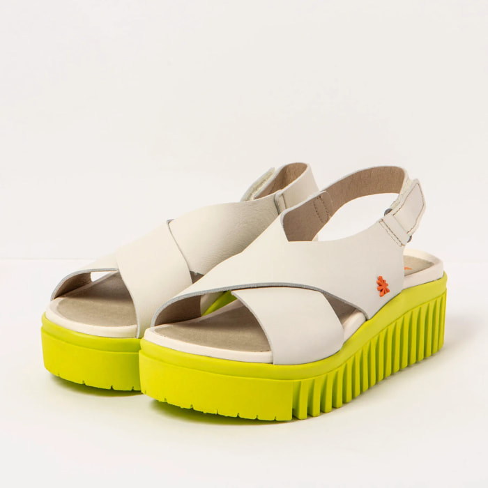 Sandalia de cuña 1574 NAPPA CREAM-PISTACHO/BRIGHTON color Cream-pistacho