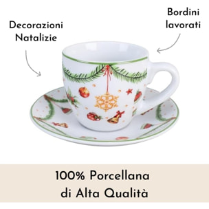 Set tazze Joy con piattini in porcellana