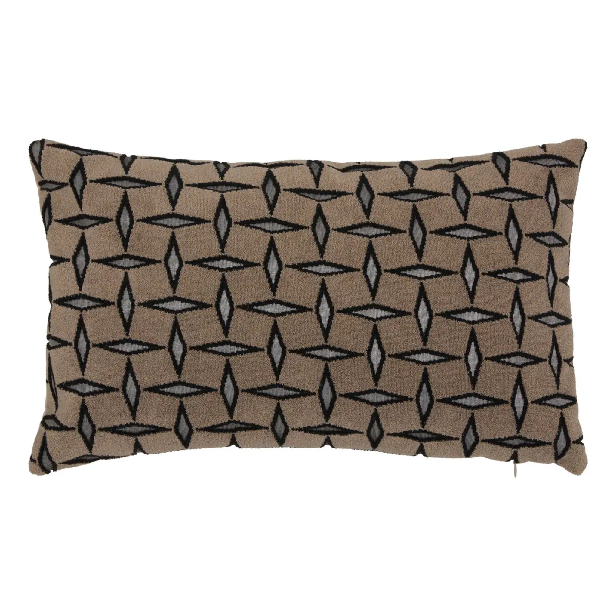 Coussin Diamant 50x30cm jacquard graphique marron