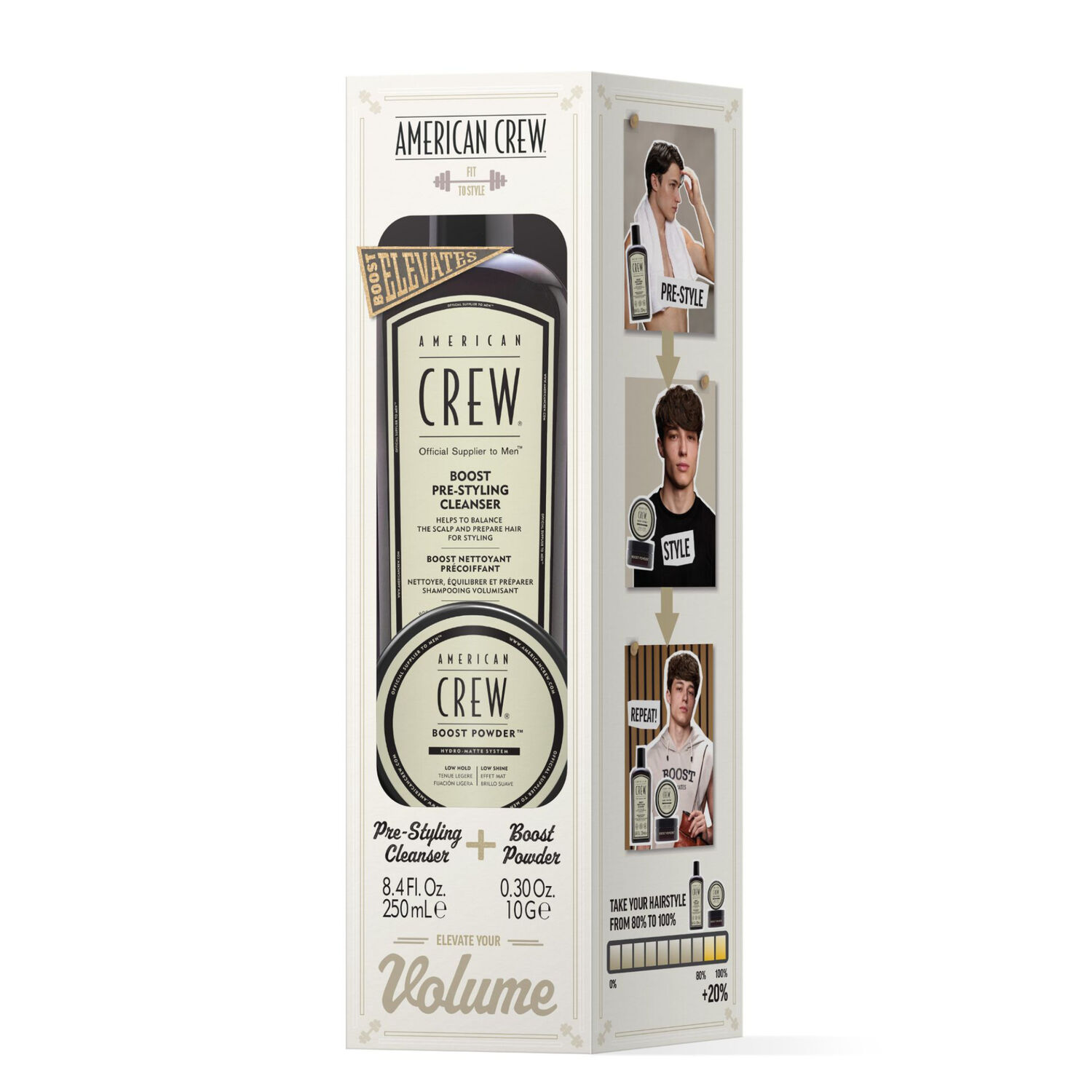 Crew Styling - Coffret Shampoing Pré-Coiffant Boost 250 ml + Boost Powder 7g