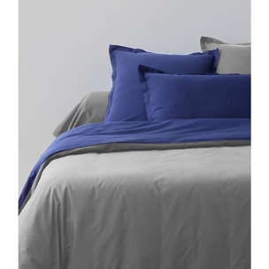 Parure Housse De Couette Bicolore 3pcs 100% coton 57fils Gfonce/bleumarine