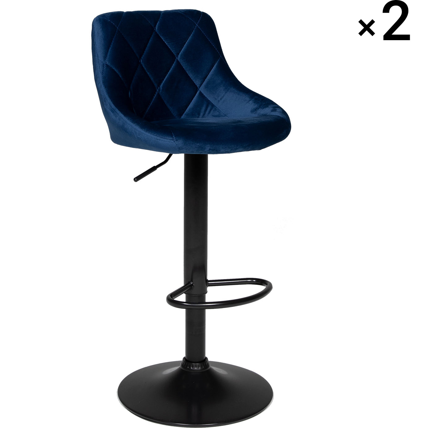 Lot de 2 tabourets de bar en velours bleu ROBIN