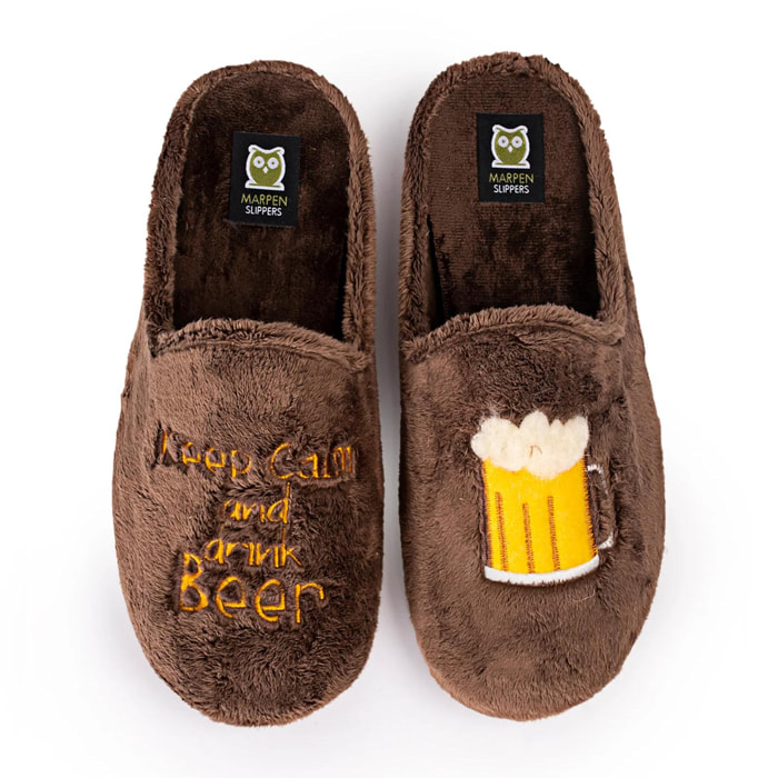 Slippers ''Keep Calm and Drink Beer'' Marrón