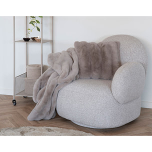 Javier - fauteuil pivotant - en tissu bouclette - Gris clair