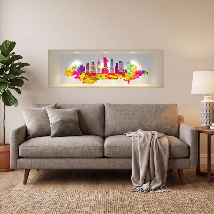 Stickers muraux 3D | Sticker Mural Autocollant effet 3D New-York Design multicolore - Stickers adhésifs 3D Chambre Salon Trompe l'oeil