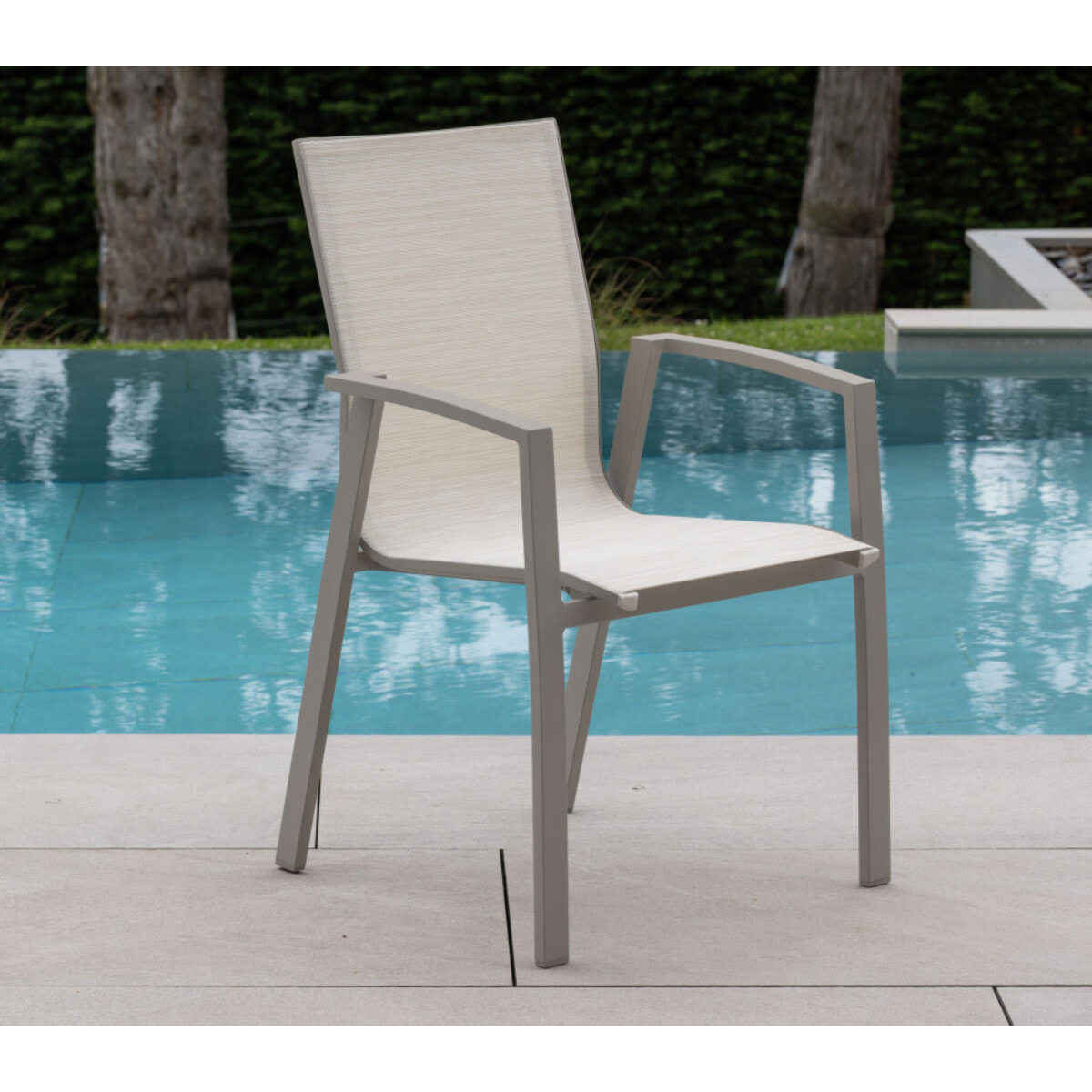 Ensemble table et chaises de jardin  - gris - ROME