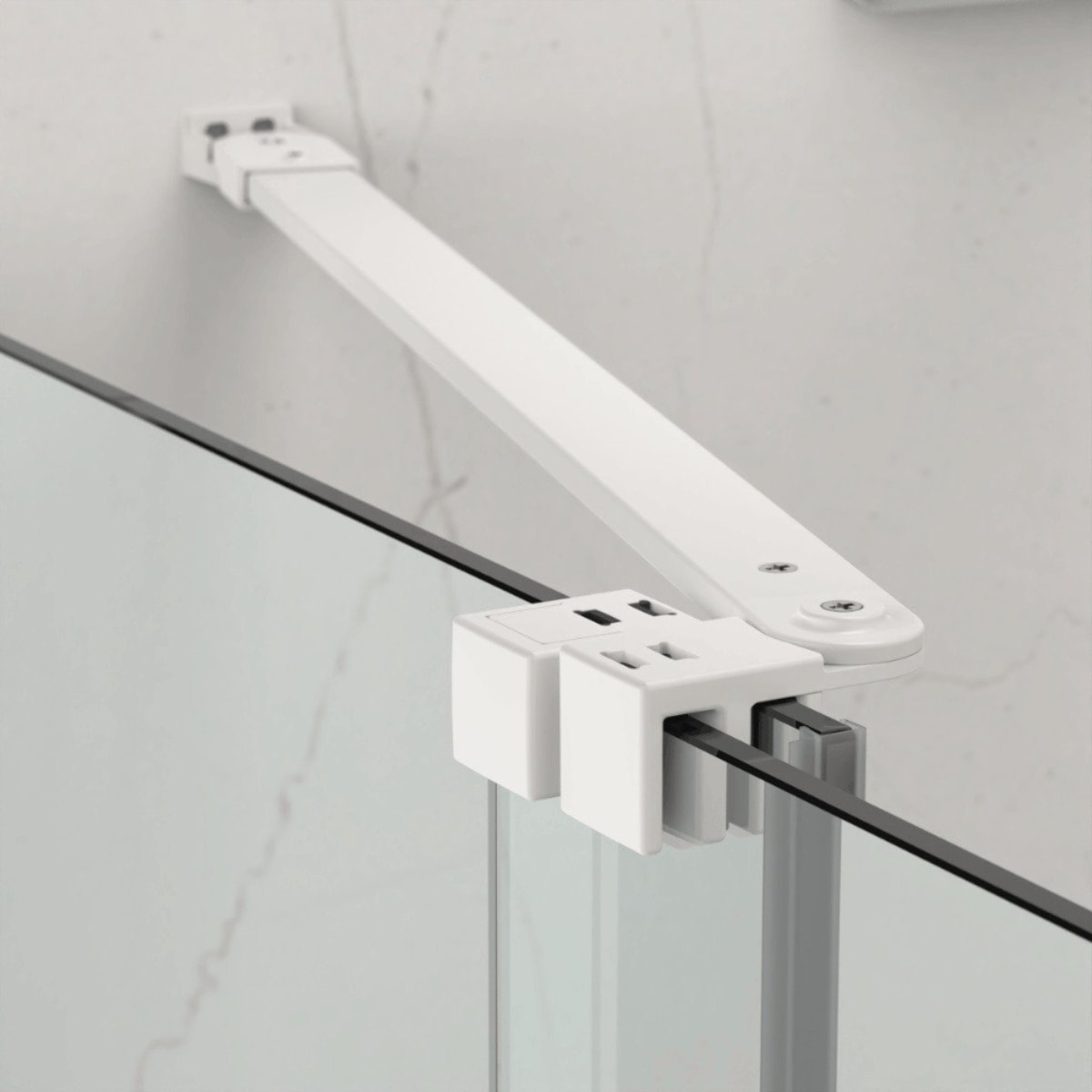 X-MOTION 120x200cm Paroi en verre coulissante Crystal Glass® 8 mm anticalcaire, avec bras et profilés Blanc (SATBWIXM120B)