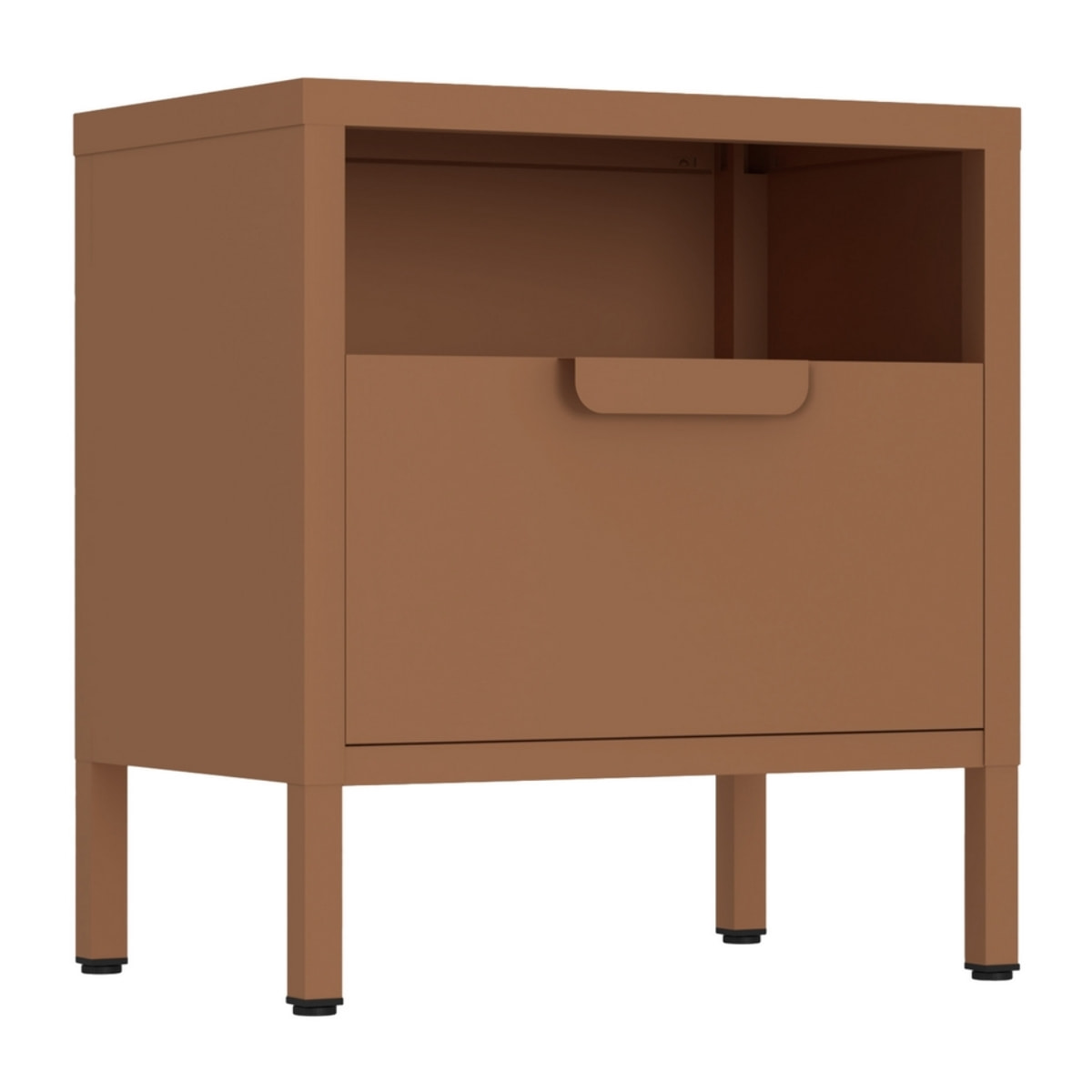 Comodino in metallo con cassetto 45x30x50cm mattone - Pop