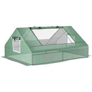 Mini serre de jardin 180 x 140 x 80 cm toit 2 pans 2 fenêtres acier PE haute densité 140 g/m² vert