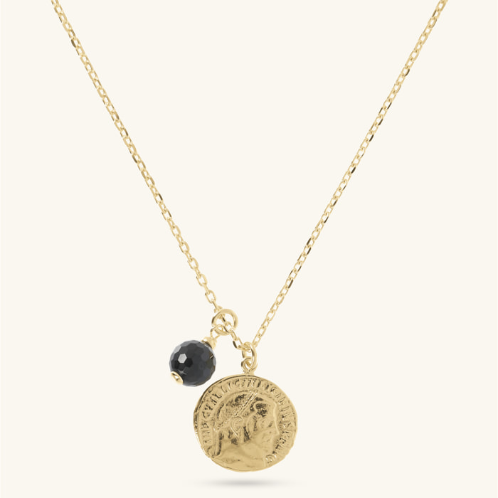 Collana con Pendente Moneta e Spinello Nero