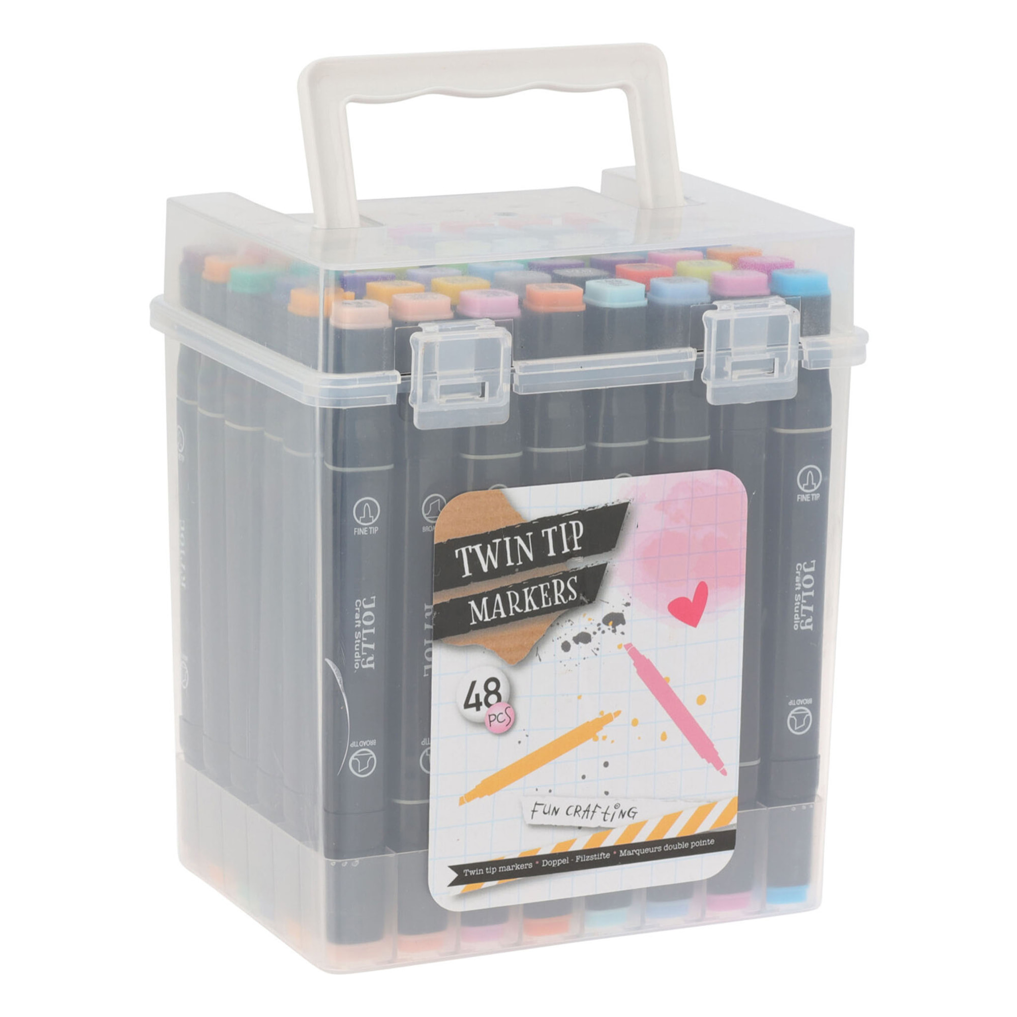 Well home set de rotuladores duo de 48 piezas en caja con asa